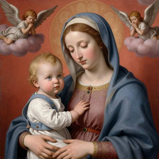 Serene Madonna and Child Illustration Art