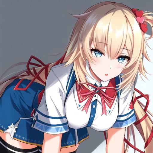 Illustration of Akai haato (1st costume), hololive in the style of Watarase piro