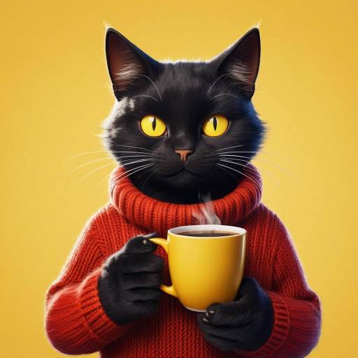 Cozy Moment with a Cat and Coffee