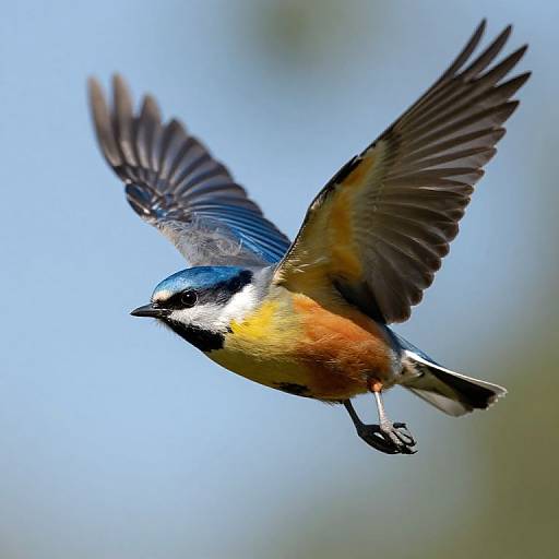 Colorful Birds in Mid-Flight Close-Up