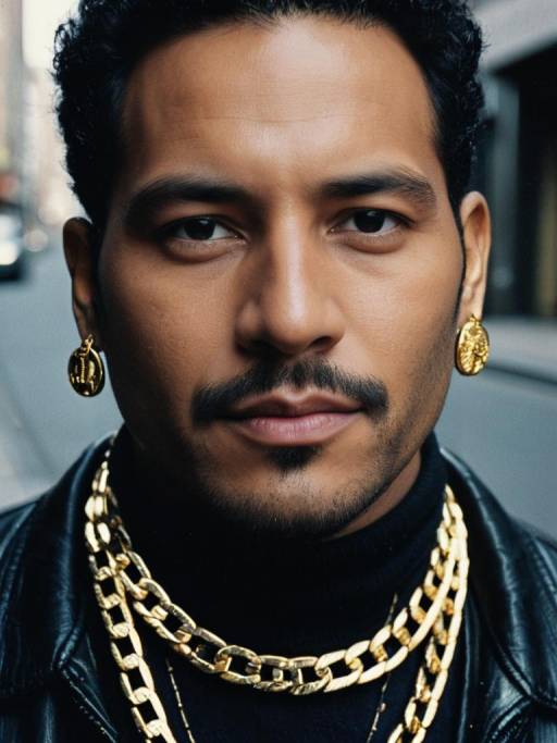 Cinematic Close-Up of Man in Gold Jewelry