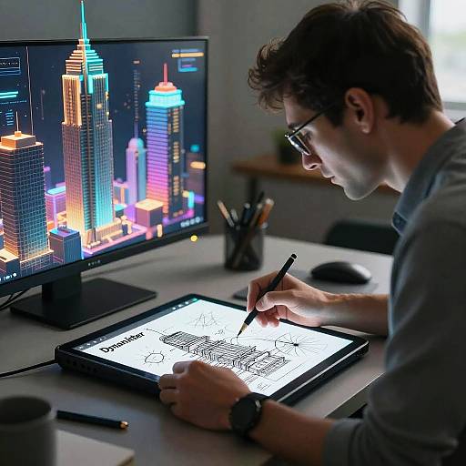Agile Architect Crafting Cyberpunk Skyscrapers
