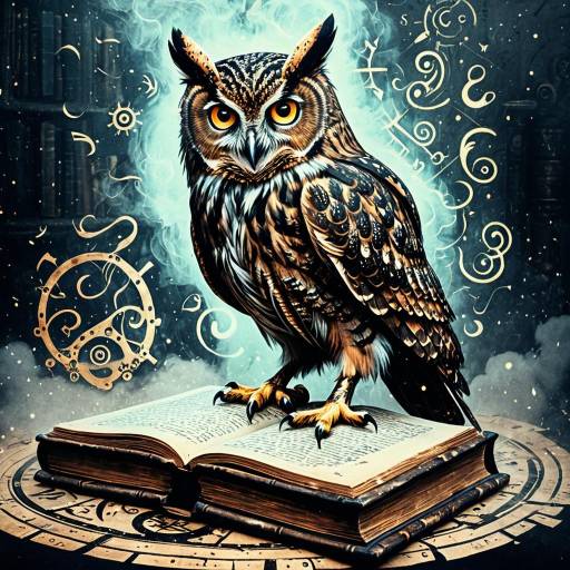 Surreal Steampunk Owl and Ancient Wisdom Surreal Steampunk Owl and Ancient Wisdom