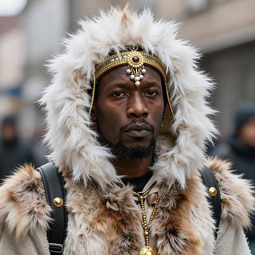 Serious Black Man in Tribal Costume