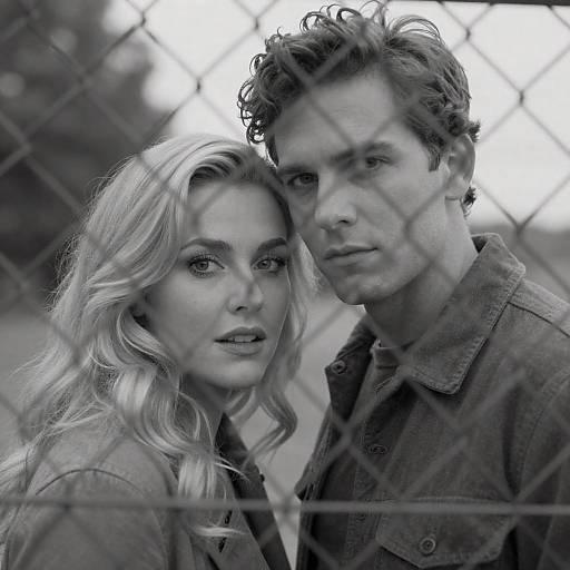 Intimate Portrait Behind a Chain-Link Fence