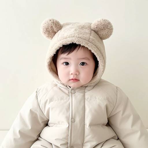 Baby Girl in Bear Winter Coat