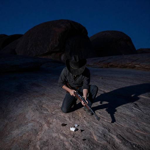Mysterious Cowboy in Desert Shadows