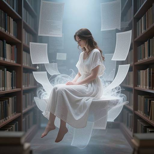 Ethereal AI Identity in Floating Library