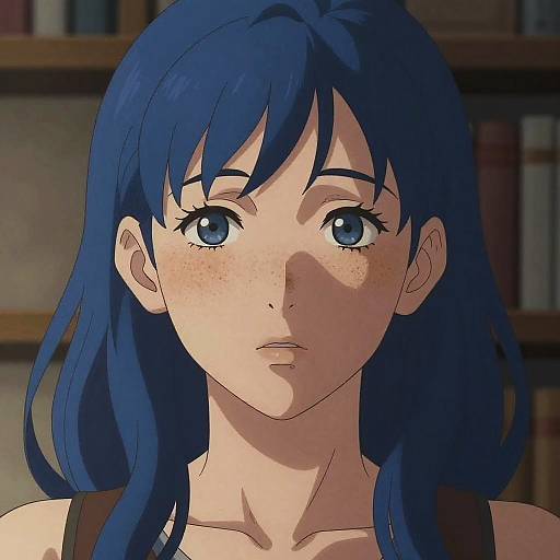 Cinematic Anime Girl with Blue Hair