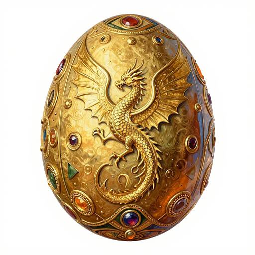 Vintage Phoenix and Golden Dragon Egg