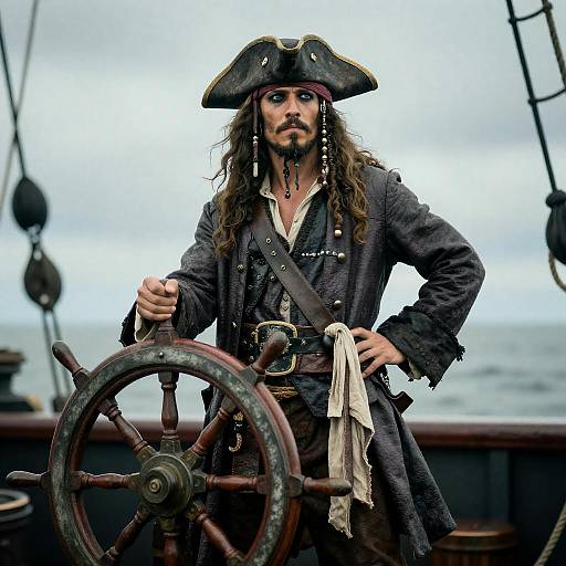 Confident Pirate on Ship's Deck