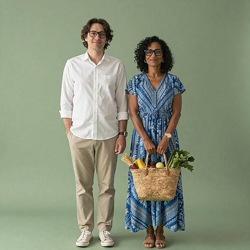 Serene Couple with Market Tote
