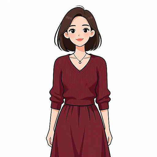 Smiling Woman in Maroon Outfit