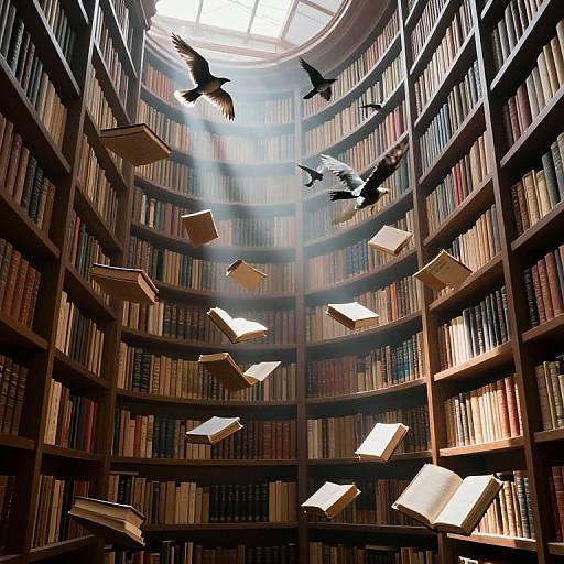 Ethereal Library with Floating Books