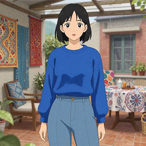 Realistic Anime Portrait of Confident Woman