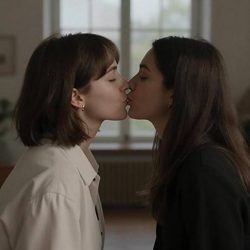 Two Women Kissing Indoors