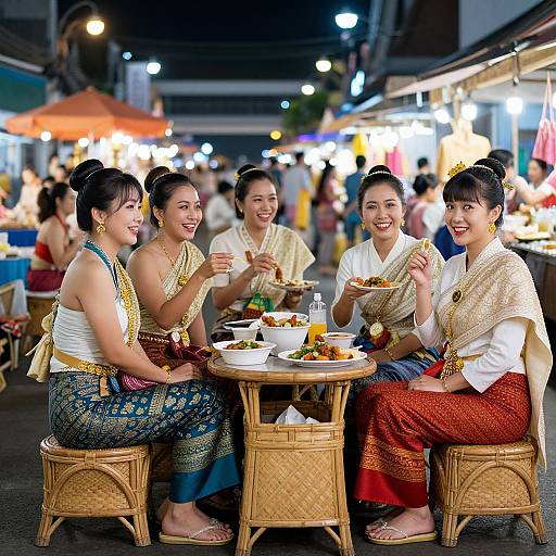 Women in Traditional Thai Night Market