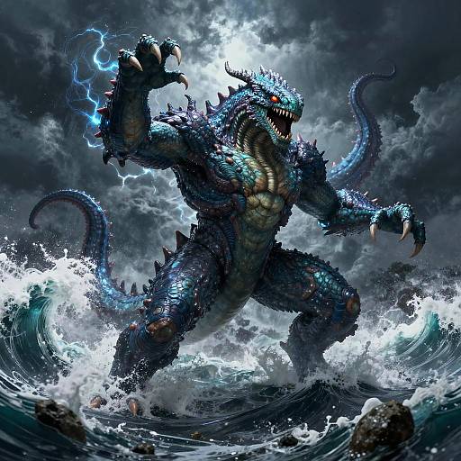 Omastar Battling Ocean Storm