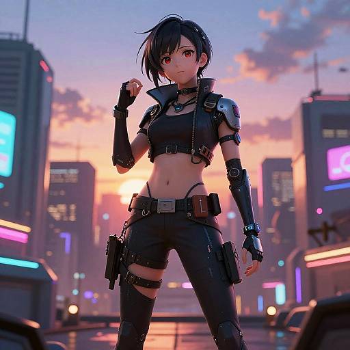 Mirai Anime in Cyberpunk Cityscape