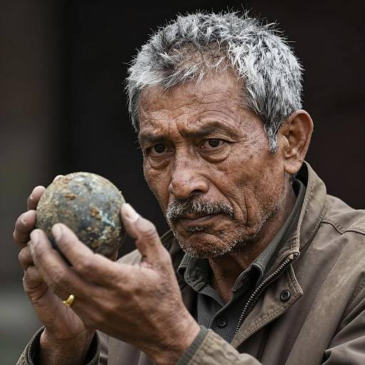 Intense Man with Spherical Object