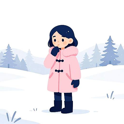 Whimsical Scandinavian Girl in Snow