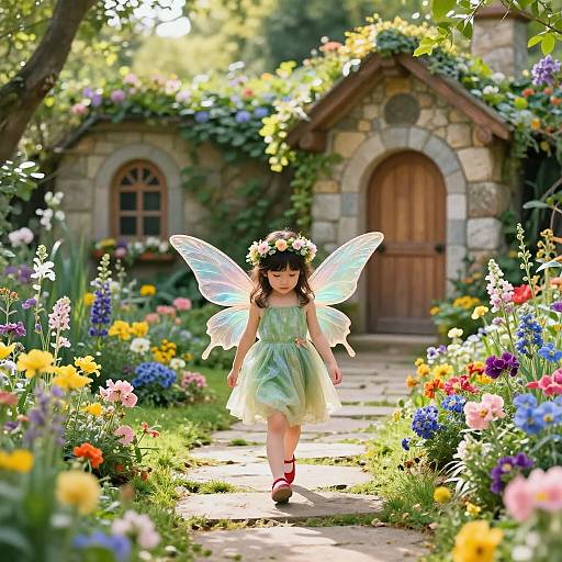 Young Fairy in Enchanted Garden