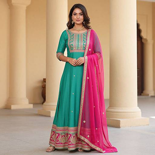 Elegant Indian Woman in Party Kurta