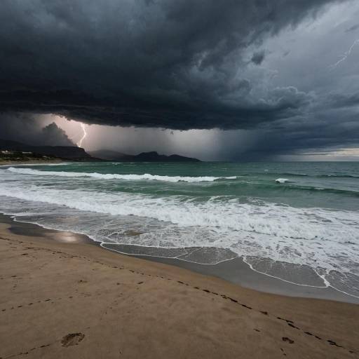 Stormy Beach Landscape Without Humans