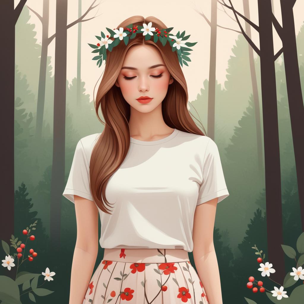 Whimsical Serene Woman in Nature