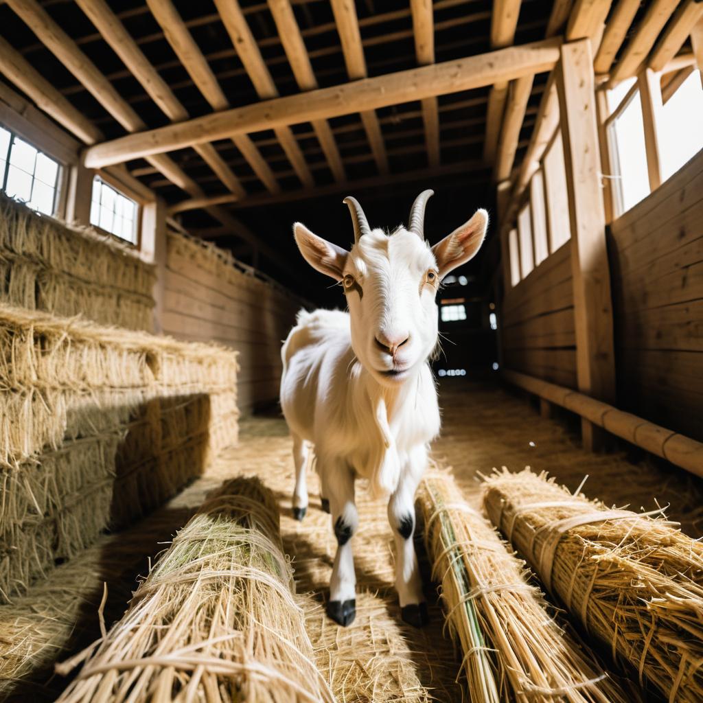 Curious Goat in Rustic Barn Captured