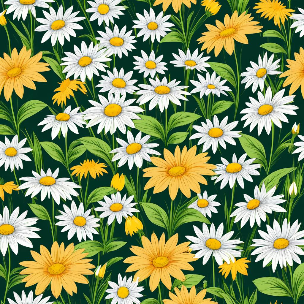 Vintage Hand-Drawn Daisy Garden Wallpaper