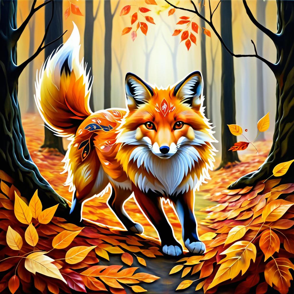 Mystical Fox Spirit in Autumn Forest