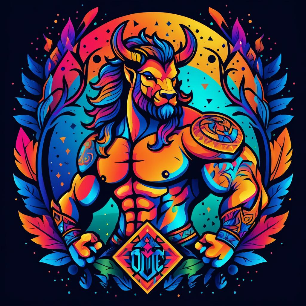 Vibrant Centaur Warrior Tattoo Logo Design