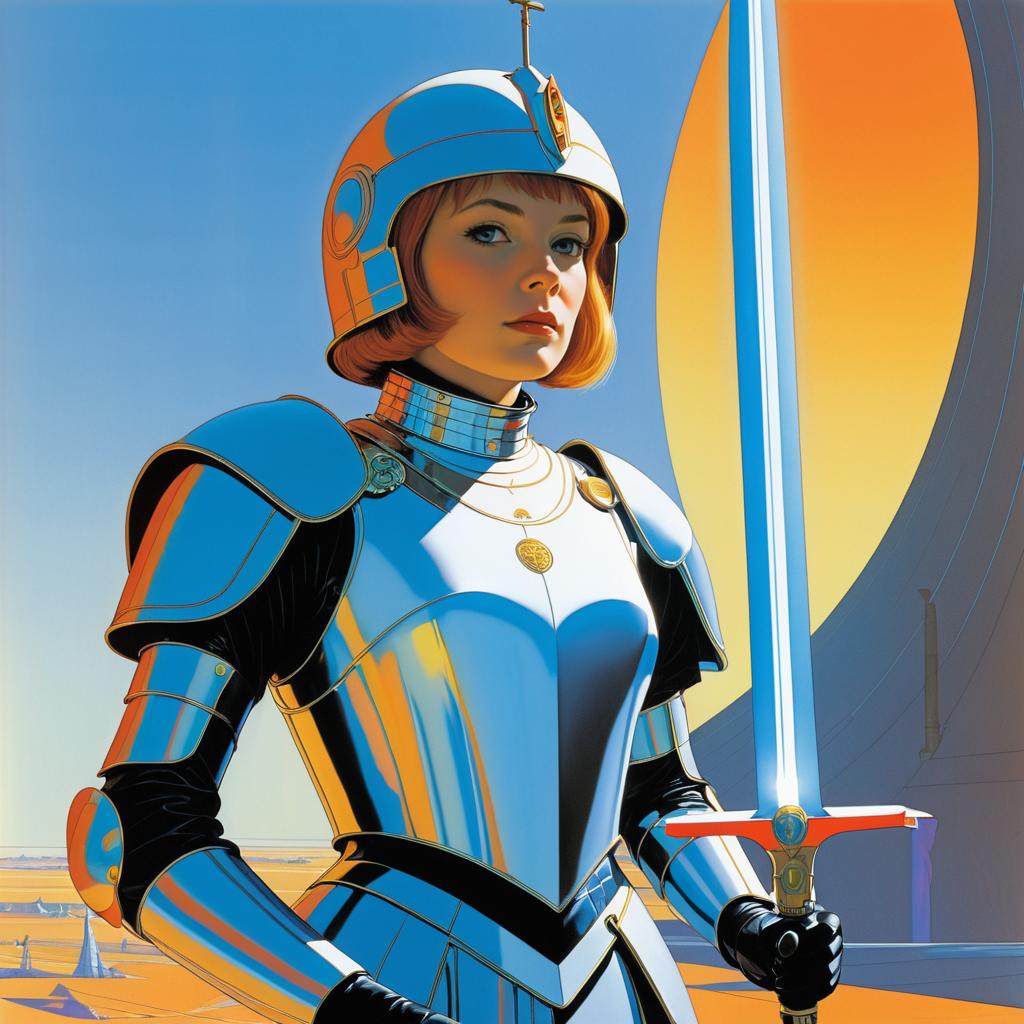 Cyborg Joan of Arc in Vibrant Art