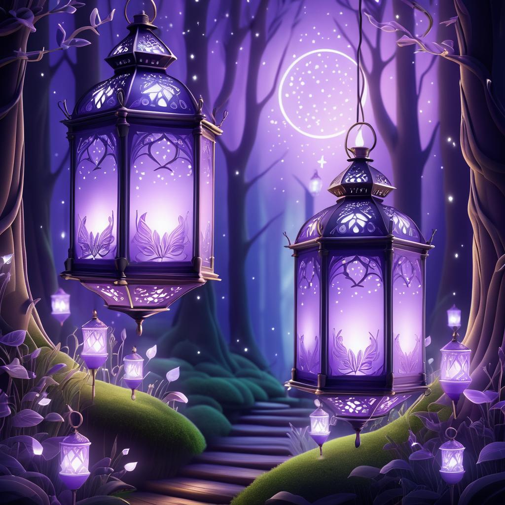 Mystical Lanterns in a Magical Forest