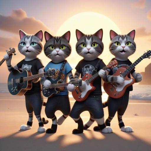Cinematic 3D Cats Rock Band at Sunset Cinematic 3D Cats Rock Band at Sunset