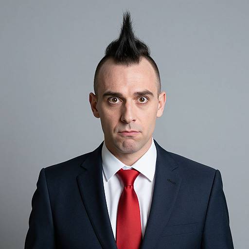 Man in Mohawk and Red Tie Costume