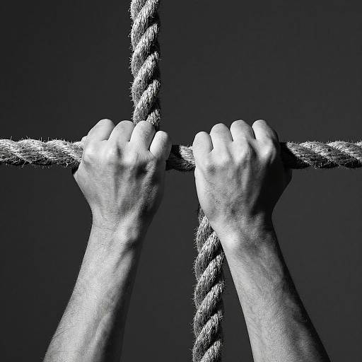 High Contrast Hands Gripping Rope