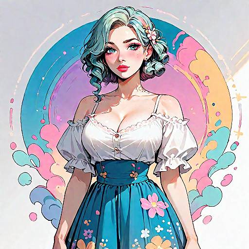 Stylized Woman in Floral Sundress