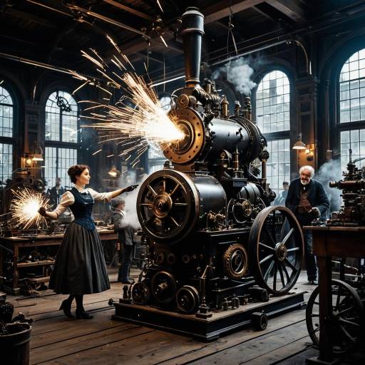 Victorian Steam-Powered Inventor with Mechanical Gauntlet