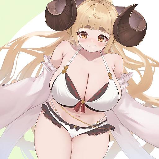 Illustration of Anila (summer) (granblue fantasy), granblue fantasy in the style of Yuzuruka (bougainvillea)