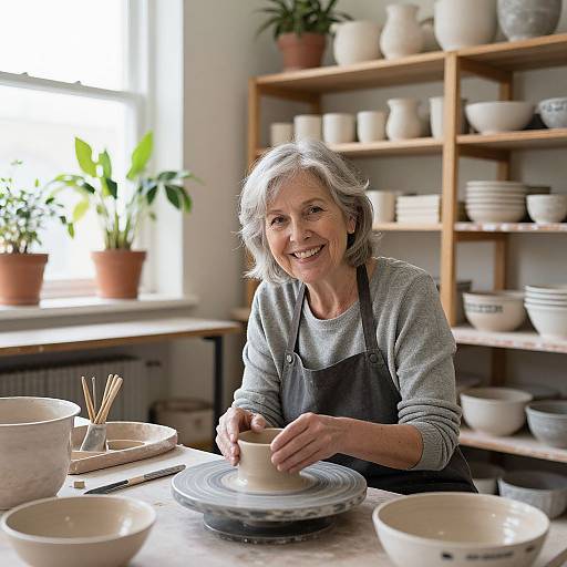 Senior Woman Pottery Studio Warmth