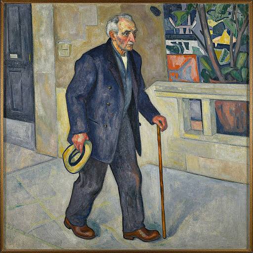 Cubist Old Man Painting by Cezanne