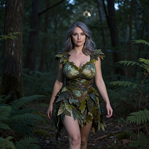 Mystical Woman in Twilight Forest