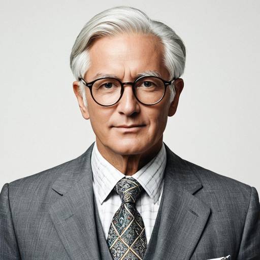 Mature Man in Formal Grey Suit with Glasses