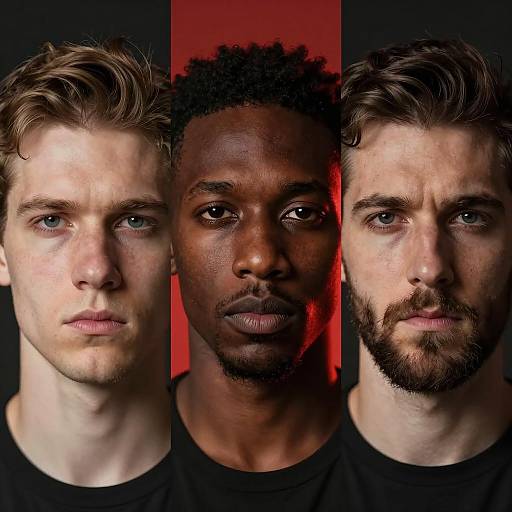 Triptych of Diverse Men's Faces