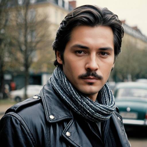 Stylish Young Man in Leather Jacket and Scarf