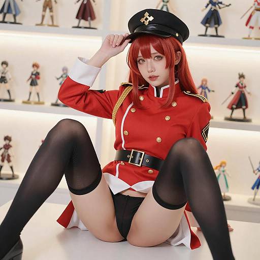 Red-Haired Military Cosplay Photo