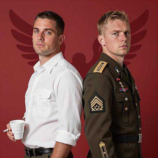 Two Men Back-to-Back in Contrast