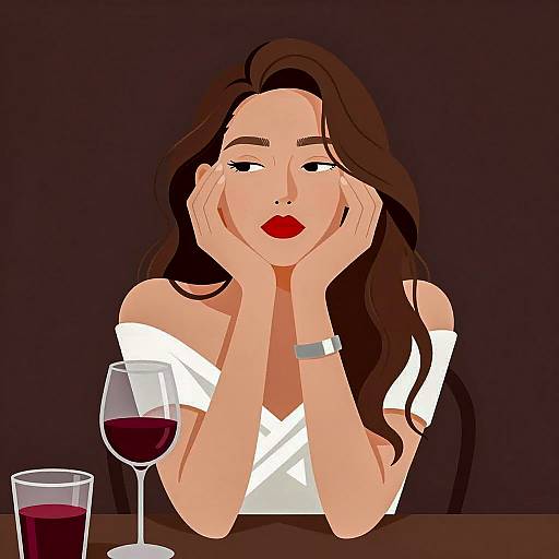 Pensive Woman with Red Wine